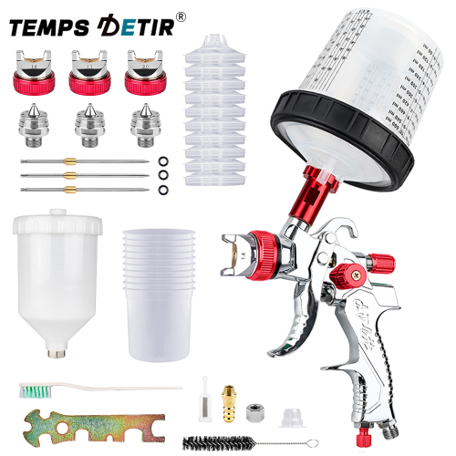 Zdjęcie Profesjonalny Pistolet Natryskowy HVLP z Automatycznym Systemem Do Malowania Domowego – 1,4 mm / 1,7 mm / 2,0 mm, Zbiornik 600 ml, 10 Jednorazowych Kubków Miarowych, No-Clean, Z Szczotką do Czyszczenia – Narzędzie Pneumatyczne