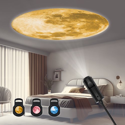Zdjęcie Lampa Projekcyjna Księżyc – Romantyczna Lampa Nastrojowa z USB, Lampka Nocna do Sypialni i Domu