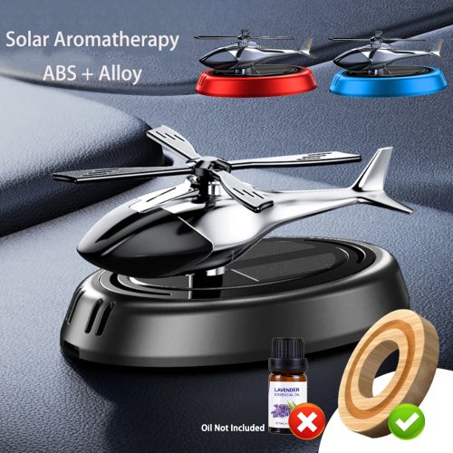 Image of Natural Solar-Powered Car Air Freshener with Rotating Helicopter Propeller – Eco-Friendly Aroma Diffuser for Auto Interior & Home Aromatherapy