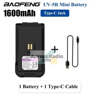 Image de Batterie Rechargeable USB-C pour Baofeng UV-5R Mini