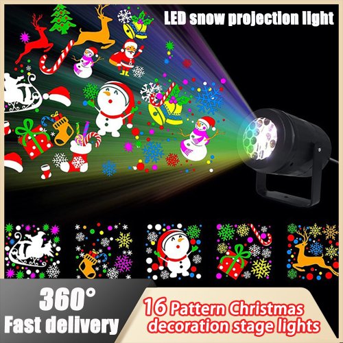 Image of 2024 LED Projector Lights for Christmas, DJ Parties, and Stage Effects – 16 Dynamic Patterns Indoor & Outdoor Laser Lamp for Holiday Decorations