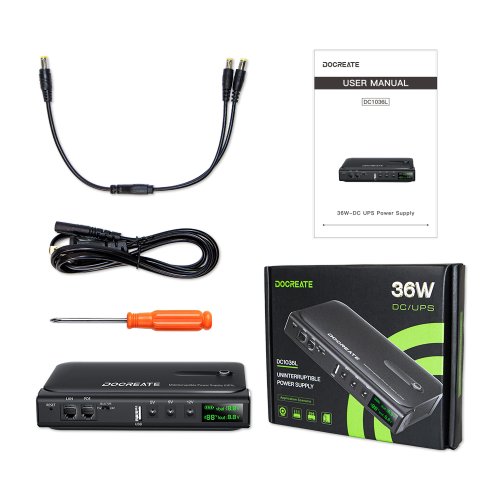 Image of DC1036L Mini UPS Battery Backup 36W Uninterruptible Power Supply with LED Display Multi Voltage Output for Router 5/9/12/15/24V