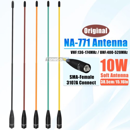 Afbeelding van Originele NA-771 Nagoya Zachte Zweepantenne met SMA-Vrouwelijke Aansluiting, 3107A, 10W, Geschikt voor Baofeng DM-32, UV-5R, Mini Quansheng TK-118 Radio