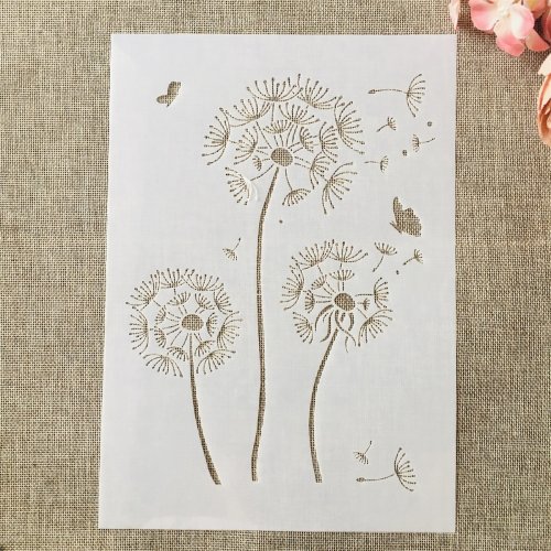 Image of Natural Dandelion Layering Stencils for DIY Art Projects – A4 Size, 29x21cm, Perfect for Wall Painting, Scrapbooking, Coloring & Embossing