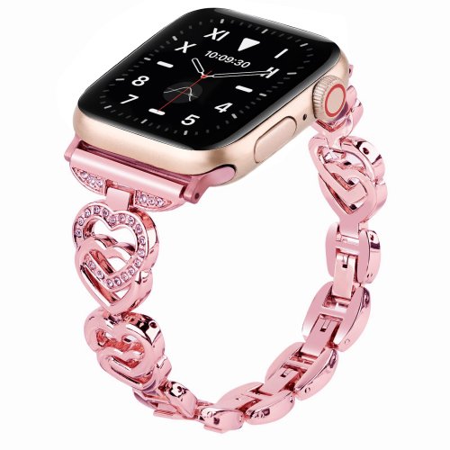 Zdjęcie Diamentowy pasek w kształcie serca do zegarka Apple Watch 40 mm 44 mm 38 mm 45 mm 41 mm 49 mm 42 mm ...