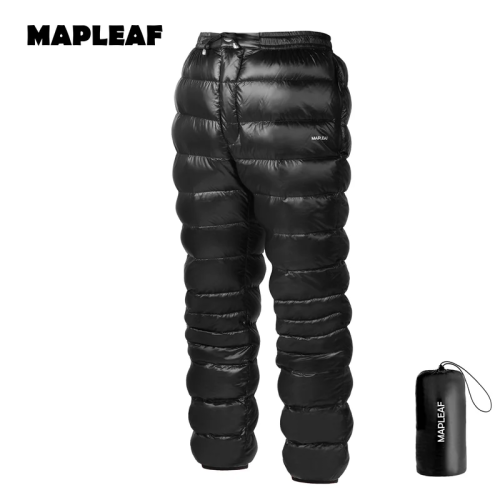 Immagine di MAPLEAF Piumini Pantaloni ultraleggeri caldi 800FP Pantaloni da neve invernali Pantaloni da sci impermeabili antivento Pantaloni da escursionismo da campeggio