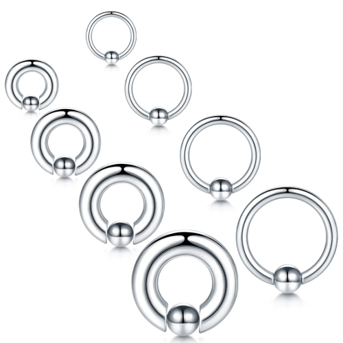 Zdjęcie 1szt Pierścionek z koralikami ze stali nierdzewnej o dużym mierniku 20G-00G Obręcz do nosa dla kobiet Mężczyźni Pierścionki z kulką Biżuteria do przekłuwania uszu