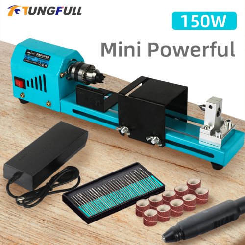 Immagine di Tornio Mini Portatile 150W per Legno e Gioielli