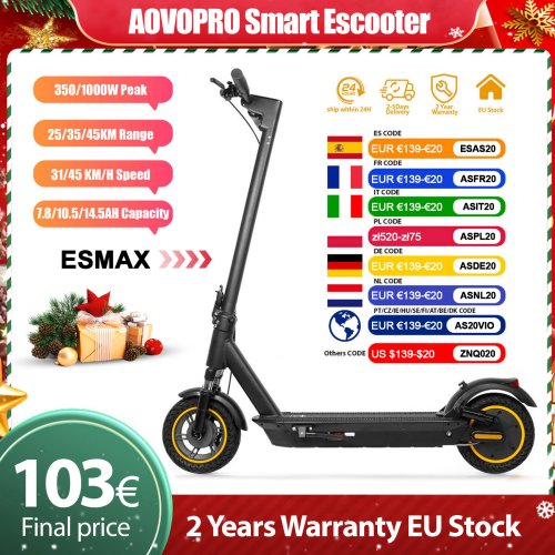Afbeelding van AOVOPRO TX01 Elektrische Scooter 2026 - 350W/500W Motor, 36V, 25-45km Bereik, Smart App, Dubbele Rem voor Volwassenen