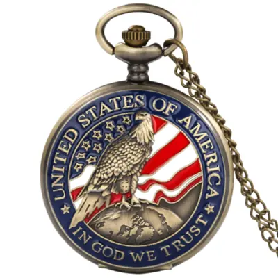 Image de Montre de Poche Vintage Torch Eagle - Style Présidentiel Américain