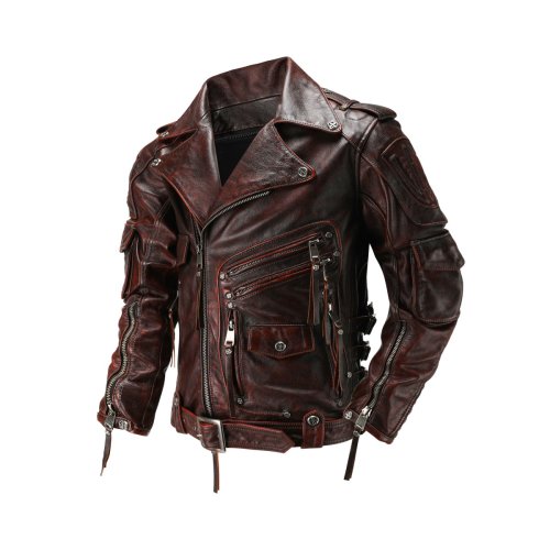 Imagen de Copersian-Chaqueta de cuero Natural para motocicleta para hombre, capa superior informal, traje de M...