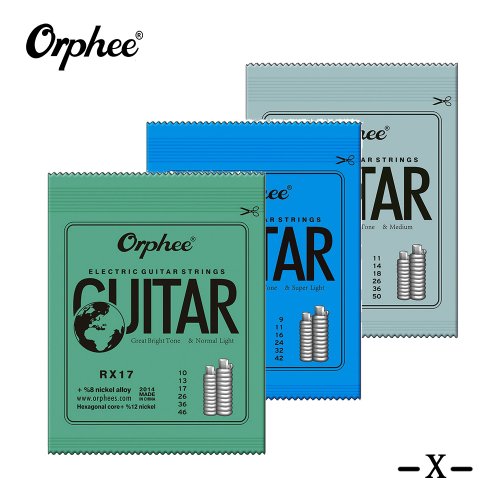 Orphee Elektrische Gitaarsnaren RX Serie - Zeshoekig Koolstofstaal, 6-Snarig, Ideaal voor Oefening en Dagelijks Gebruik