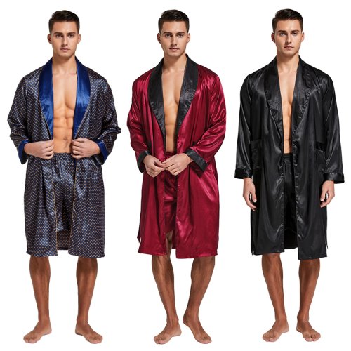 Image de Peignoir Satin Homme - Ensemble de Nuit Élégant