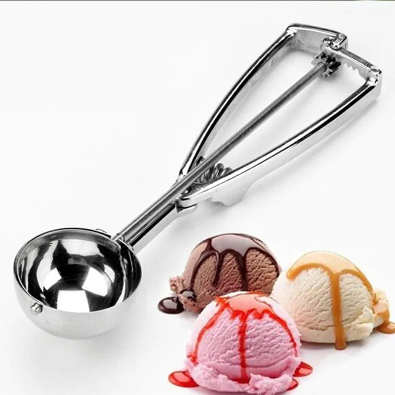 Image of Premium Stainless Steel Ice Cream Scoop with Spring Handle – Versatile Kitchen Tool for Serving Ice Cream, Mash Potatoes, Watermelon Balls & More
