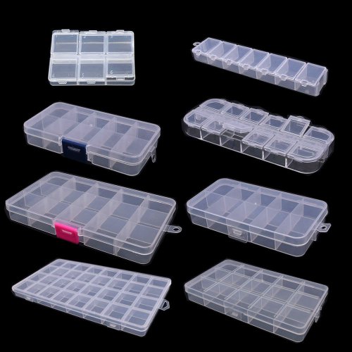 Image of 6-32 Compartment Plastic Storage Box Organizer with Adjustable Dividers for Jewelry, Beads, Craft Supplies, Sewing Tools & DIY Projects