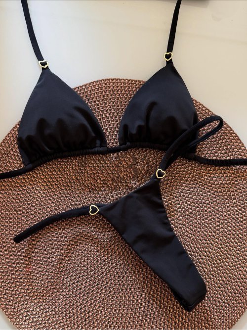 Afbeelding van Elegante Zwarte Micro Bikini Set 2025 – Brazilië Stijl Halter Badpak met Lace-Up Detail en String Design voor Vrouwen