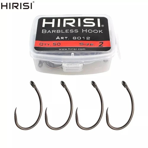 Image of 50-Piece High Carbon Stainless Steel Barbless Fishing Hooks Set - Durable, Rust-Resistant, and Ideal for Freshwater and Saltwater Fishing