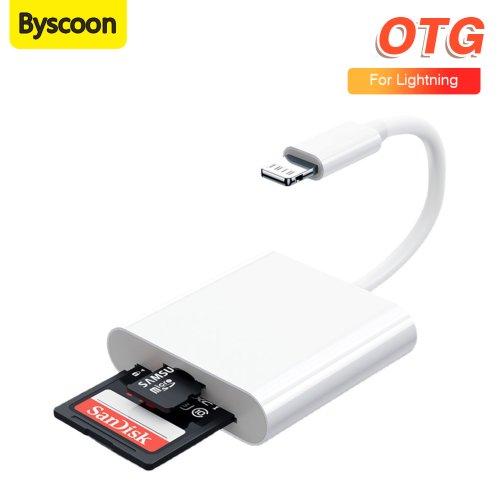 Imagen de Adaptador USB-C y Lightning 2 en 1 con Lector de Tarjetas SD y TF para iPhone 14, 13, 12 Pro Max y Dispositivos iOS - Conector OTG para Transferencia Rápida de Fotos y Datos