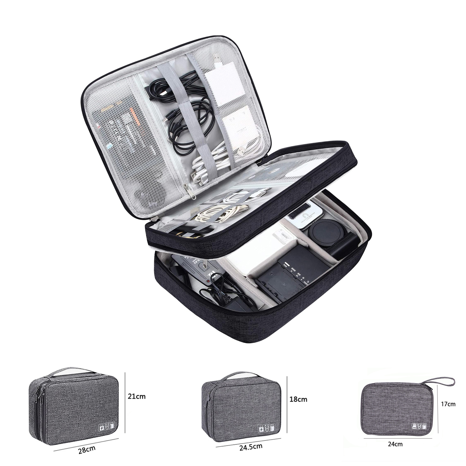 Image de Organiseur de câbles portable 3 tailles – Étui de voyage pour chargeurs