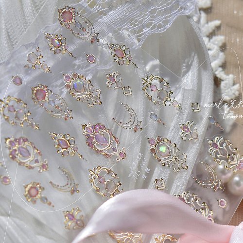 Image de Autocollants Nail Art 5D Sceptre Doré Luxe
