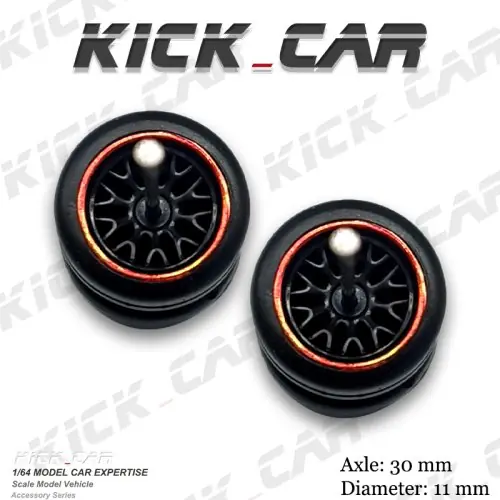 Image de Roues 1:64 avec Pneus en Caoutchouc - Accessoire pour Voiture Miniature