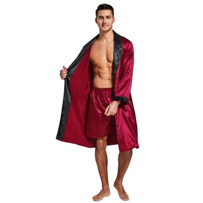 Image de Peignoir Satin Homme - Ensemble de Nuit Élégant