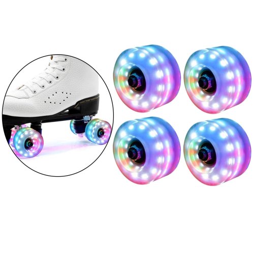 Immagine di 4 Ruote per pattini a rotelle Ruote per skateboard quad luminose con cuscinetti installati Accessori per ruote per pattini a rotelle a doppia fila