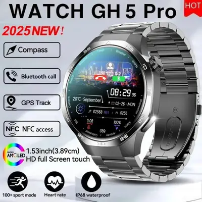 Image de Montre Connectée GT5 Pro - GPS, Écran AMOLED 360°, Suivi Santé