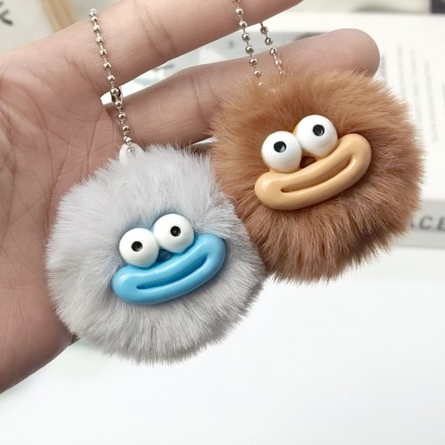Image of Adorable Kawaii Cartoon Clown Plush Keychain with Big Sausage Mouth – Colorful Mini Fashion Pendant for Bags and Keys