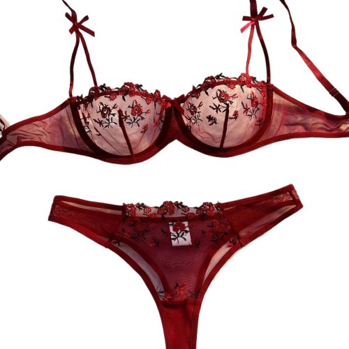 Immagine di Set Intimo Elegante con Ricamo e Bowknot