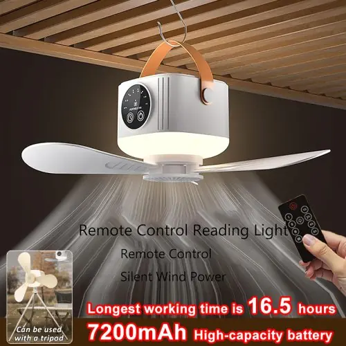 Image de Lampe LED avec Ventilateur Portable - Rechargeable & Silencieux