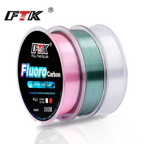 Bild von FTK 100m Fluorkohlenstoff-beschichtete Angelschnur – 4-13 lb & 34-32 lb Carbon-Faser Monofilament Vorfachlinie für Karpfenangeln mit sinkender Eigenschaft