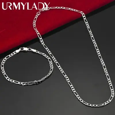 Bracelet & Collier en Argent Sterling 925 - Ensemble Élégant pour Hommes et Femmes