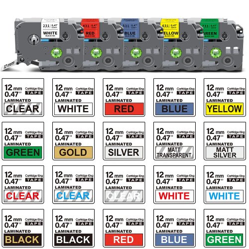 Image of Premium 6mm, 9mm, 12mm Laminated Label Tape Compatible with Brother P-Touch TZe-231, TZe-131, TZe-631 for PT-H110 and Other Label Printers