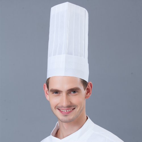 Imagen de Gorros de Chef Desechables Blancos de 20 Unidades - Gorras de Cocina No Tejidas para Personal de Restaurante y Equipos de Servicio Alimentario