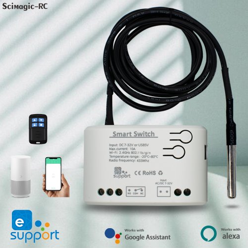 Image of Smart WiFi Thermostat Switch with Temperature & Humidity Monitoring, 10A 2000W Load Capacity, Voice Control via Alexa and Google Home, EweLink App Compatible for Intelligent Home Automation