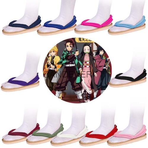 Afbeelding van Cosplay Sandalen voor Kinderen - Tanjirou Kamado en Nezuko Geta Klompen uit Kimetsu no Yaiba, Perfect voor Anime Fans en Verkleedfeestjes