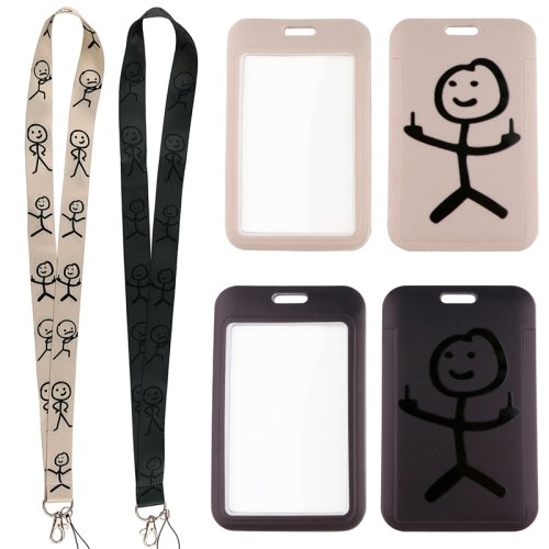 Imagen de Cordón de Anime con figura de palo, soporte para tarjeta de identificación, cuerda para teléfono móvil, correas para el cuello, llavero, decoraciones para llaveros