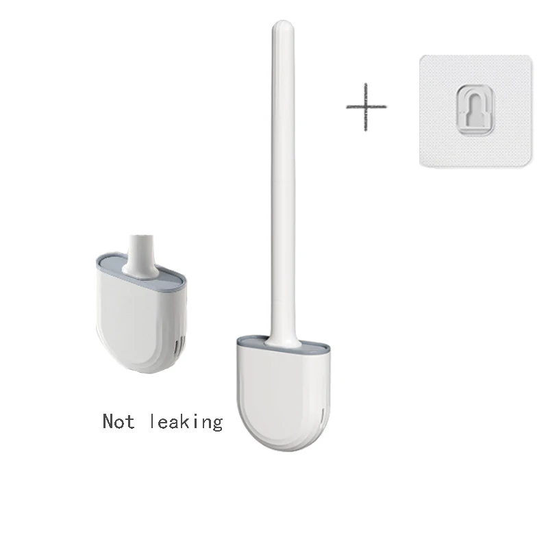 Imagen de Cepillo de limpieza de inodoro de silicona suave sin rincones muertos, escobilla de baño montada en la pared, cepillo de limpieza para baño con diseño ergonómico y higiene total