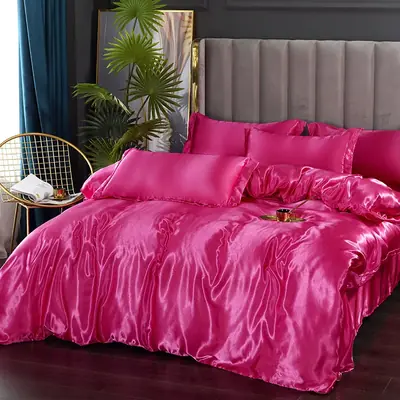 Image de Parure de Lit en Soie Luxueuse - Satin Uni