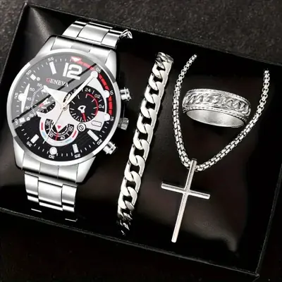 Image de Ensemble bijoux homme or romain - Montre + collier + bracelet + bague