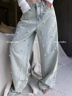 Image de Jeans Coréens Tendance Taille Haute Jambes Larges