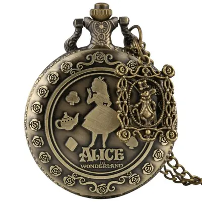 Image de Montre de Poche Rétro en Bronze - Pendentif Créatif pour Femmes