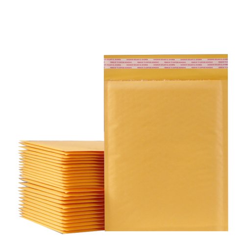 Image of 10-Pack Kraft Bubble Mailers in 15 Sizes – Eco-Friendly Padded Envelopes for Secure Shipping, Mailing, and Storage