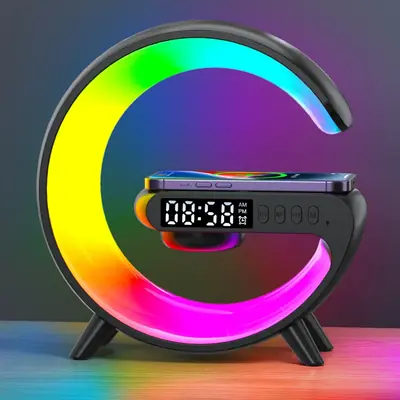 Image de Chargeur Sans Fil Multifonction avec Lumière RGB et Réveil