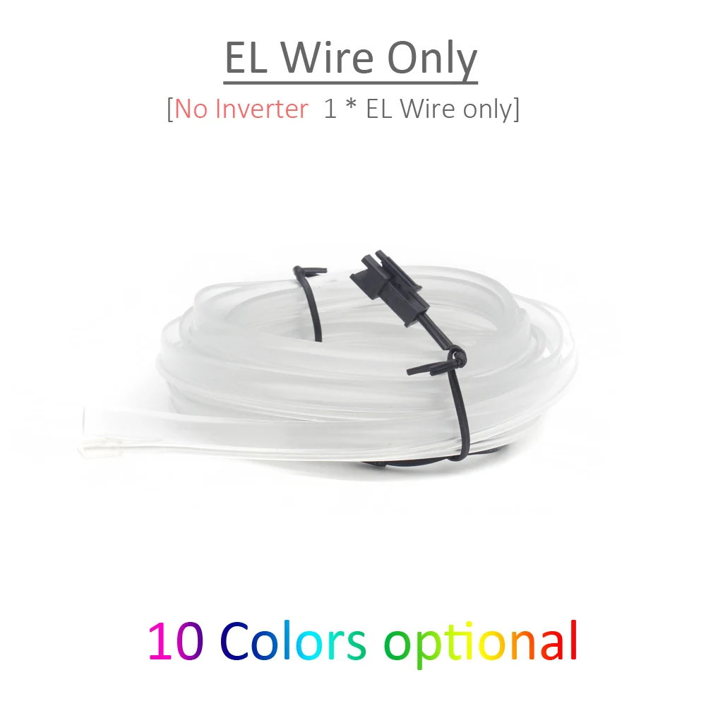 Imagen de 1M 2M 3M 5M EL cable luz de neón LED 3V 5V 12V EL tubo de cuerda tira LED con inversor para coche fiesta bicicleta decoración iluminación