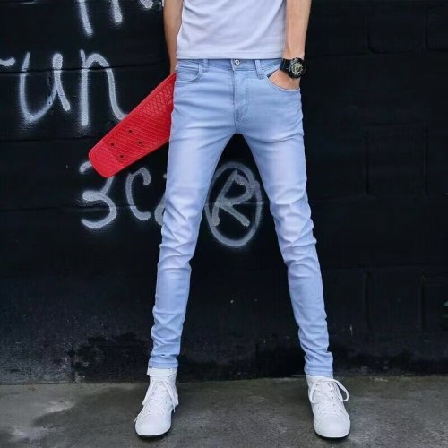 Afbeelding van Mode Heren Slim Fit Denim Potloodbroek Hoge kwaliteit Zwart Wit Skinny Stretch Jeans Heren High Street Jeans Vier seizoenen