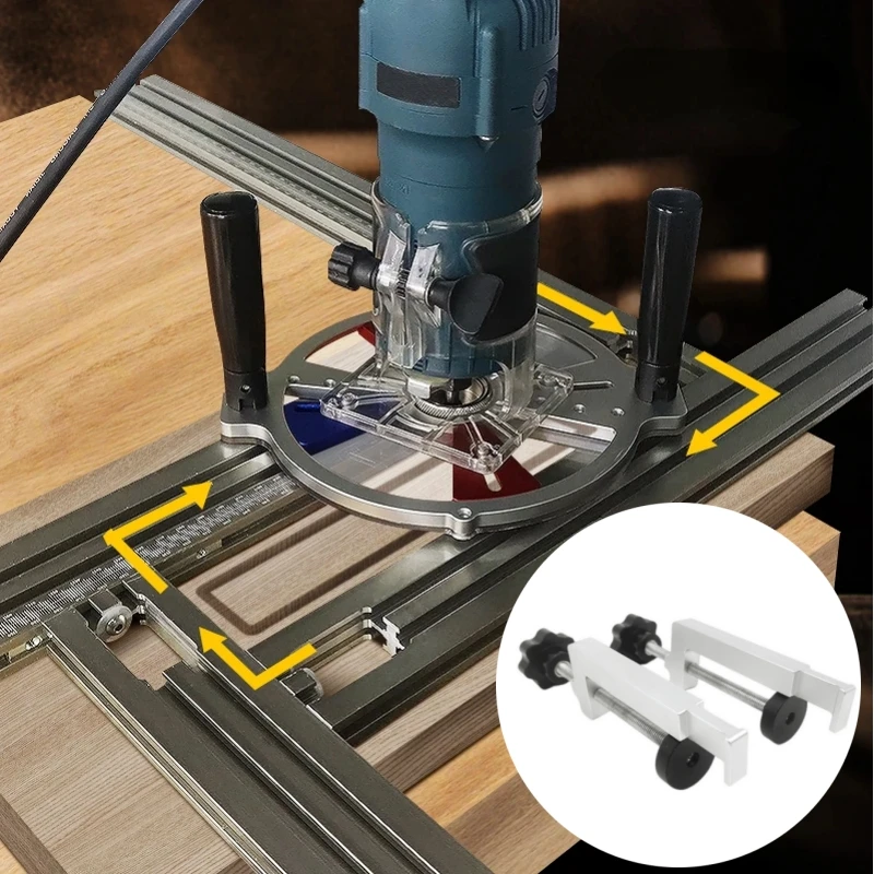 Bild von Routing Jig Frame System Trimmen Maschine Fräsen Nut Gravur Führungsschiene Einstellbare Hilfs Führungsschiene HalterungHolzbearbeitung