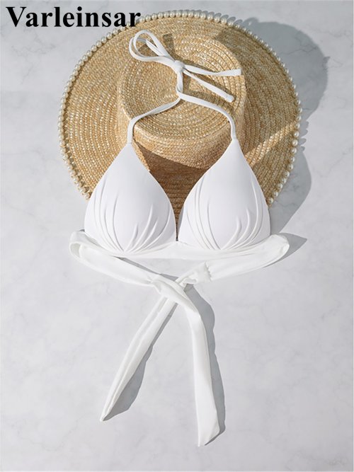 Zdjęcie Elegancki, seksowny biustonosz push-up z miseczką typu halter – jednolity strój kąpielowy damski, top plażowy V7019