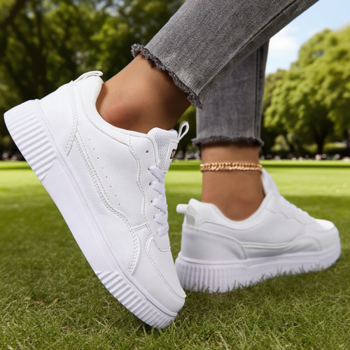 Bild von Mode Frauen Casual Schuhe Atmungsaktive Wanderschuhe Flache Schuhe Turnschuhe Weiß Weibliche Schuhe Sport Laufen Im Freien Zu Fuß Für Männer